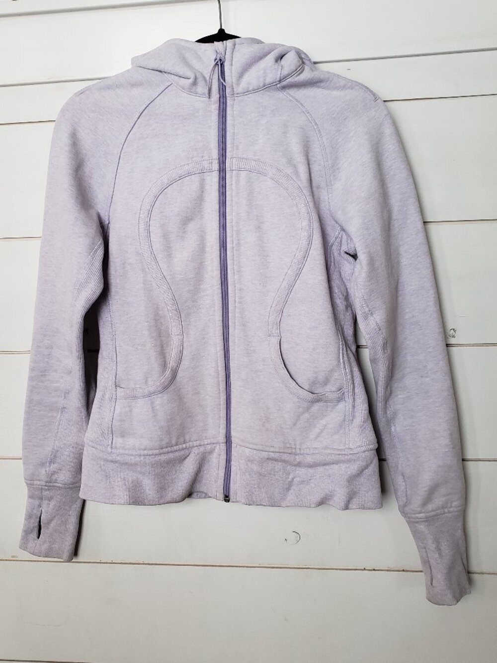 Lululemon Athletics Scuba Hoodie Heathered Lilac / Lilac Cotton Fleece Sz 6 2011